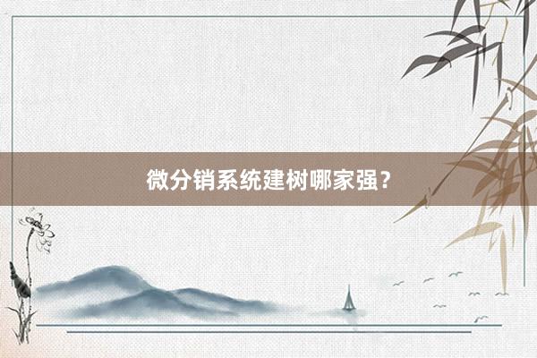 微分销系统建树哪家强？